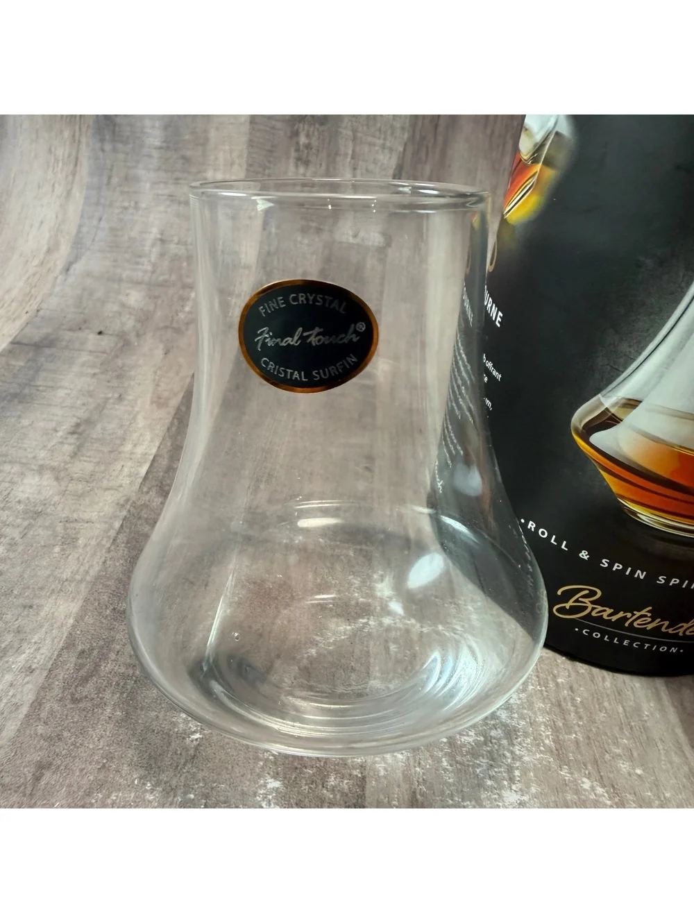 Final Touch Revolve Spirits Tasting Glass 2oz Lead-Free Crystal Spin/Pivot Glass